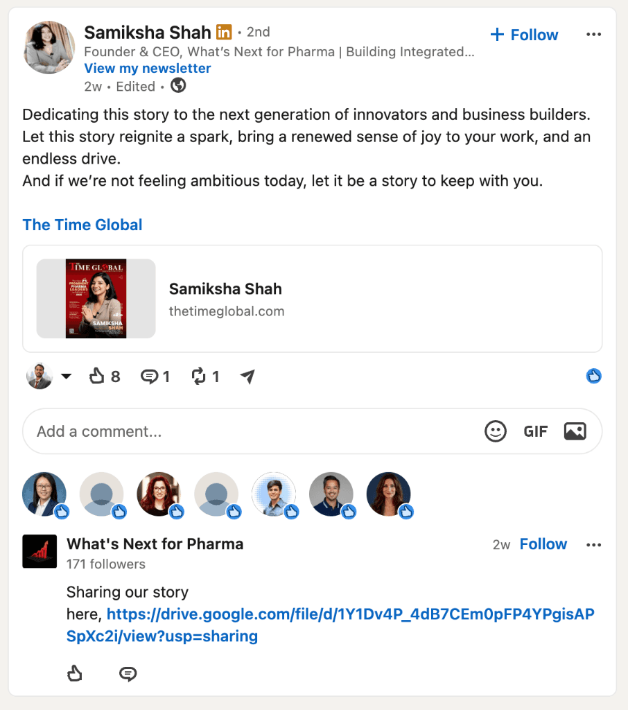 Testimonial from Samiksha Shah - Founder & CEO, What's Next for Pharma
